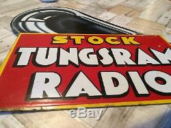 Ancienne plaque emaillée stock tungsram radio double face double signat année 30