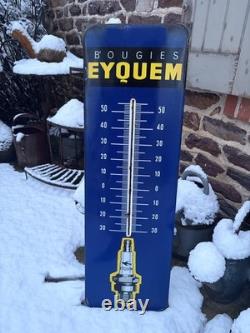 Ancienne plaque émaillée thermomètre Bougies Eyquem Garage Hirondelle 1950