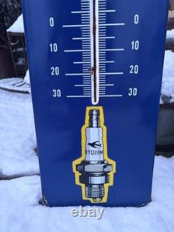 Ancienne plaque émaillée thermomètre Bougies Eyquem Garage Hirondelle 1950