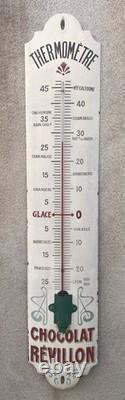 Ancienne plaque émaillée, thermomètre Chocolat Révillon, émaillerie Lyonnaise