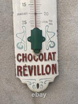 Ancienne plaque émaillée, thermomètre Chocolat Révillon, émaillerie Lyonnaise
