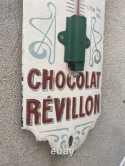 Ancienne plaque émaillée, thermomètre Chocolat Révillon, émaillerie Lyonnaise