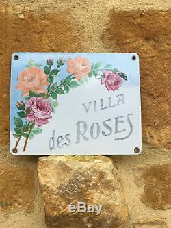 Ancienne plaque émaillée villa des roses