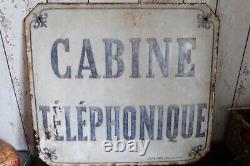 Ancienne plaque emmaillée cabine téléphonique