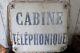 Ancienne plaque emmaillée cabine téléphonique