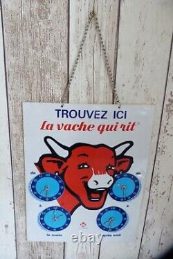 Ancienne plaque horaires boutique publicitaire vache qui rit (vintage)