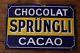 Ancienne plaque émaillée chocolat Sprüngli Cacao chocolaterie suisse émail
