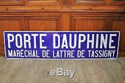 Ancienne plaque métro de Paris Porte Dauphine Maréchal de Lattre de Tassigny
