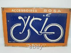 Ancienne plaque ou tôle peinte Rosa Le Cyclo vélo pièces accessoires feux phares