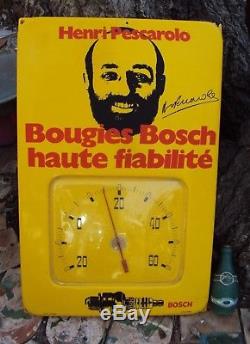 Ancienne plaque plexi thermomètre publicitaire bougie Bosch Henry Pescarolo
