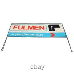 Ancienne plaque publicitaire 76 cm x 31 cm / tôle non émaillée Batteries Fulmen
