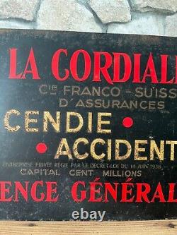 Ancienne plaque publicitaire en tôle peinte LA CORDIALITE année 30 déco ++