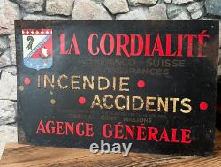 Ancienne plaque publicitaire en tôle peinte LA CORDIALITE année 30 déco ++