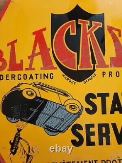 Ancienne plaque tole BLACKSON protection Garage Automobilia Huile 43X50cm