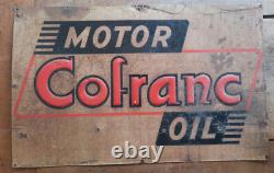 Ancienne plaque tole COFRANC motor oil automobile garage pneu huile 69x44cm