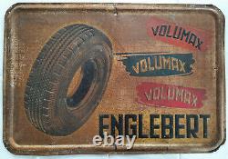 Ancienne plaque tole Pneu ENGLEBERT VOLUMAX Garage Huile Automobile 51X74cm