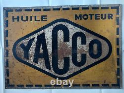 Ancienne plaque tole YACCO Huile Moteur automobile garage pneu 50X70cm
