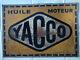 Ancienne plaque tole YACCO Huile Moteur automobile garage pneu 50X70cm