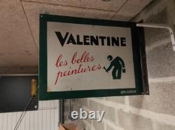 Ancienne plaque tôle émaille double face peinture Valentine