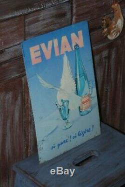 Ancienne plaque tôle publicitaire Evian source-Cachat 1924