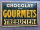 Ancienne tôle litho CHOCOLAT DES GOURMETS cocoa cacao dose no plaque émaillée