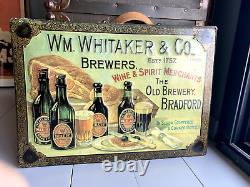 Ancienne tôle lithographiée publicitaire Bières Whitaker Brewery original sign