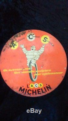 Ancienne tôle métal double face MICHELIN VÉLO BIBENDUM cyclomoteur, no émaillée