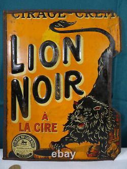 Ancienne tôle publicitaire cirage lion noir début XXéme