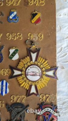 Anciennes Insignes Emaillees Medailles De Fonctions Militariat 1900 Sur Plaque