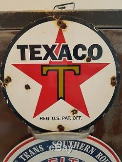 Anciennes plaques émaillé de pompes texaco 1950 plus une plaque DELTA AIRLINES