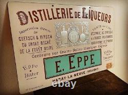 Antique Enseigne Distilleria Eppe Xixe Siècle 1898 Antiquités Panneau