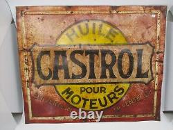 At598 Plaque Tole Peinte Huile Castrol 55 X 45cm Etat Moyen