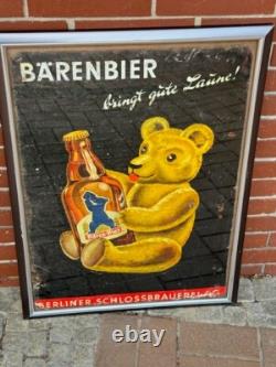 BÄRENBIER Panneau Métallique Apporte Bonne Humeur Publicitaire Env. 70 X 50