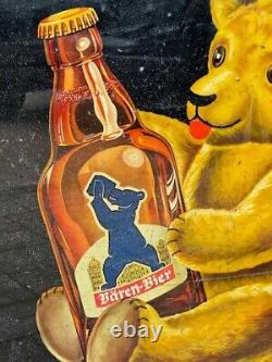 BÄRENBIER Panneau Métallique Apporte Bonne Humeur Publicitaire Env. 70 X 50