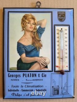 BRIGITTE BARDOT Thermomètre Publicitaire PHILIPS Emaillé avec LOGO PHILIPS 14x18