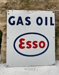 Belle plaque émaillée Esso Gas Oil emaillerie Art France Luynes Tourraine
