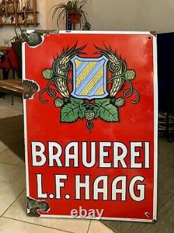 Bières L. F. HAAG Plaque émaillée publicitaire EAS 1940/1950
