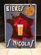 Bières SAINT-NICOLAS Plaque émaillée publicitaire 1930/1940 (Coq, Lorraine)