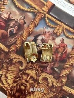Boucles d'oreilles Dior vintage plaqué or anciennes émaillées noires clips co