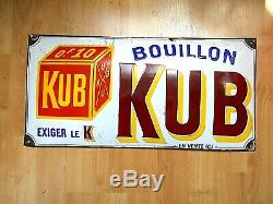 Bouillon Kub. Plaque Emaillee Ancienne Bombee