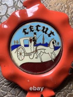 CECUR plaque émaillée logo radiateur voiture mascotte ancien 1920's