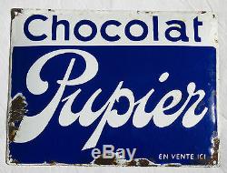 CHOCOLAT PUPIER, ancienne plaque émaillée chocolat pupier, PUPIER