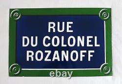 COLONEL ROZANOFF, belle & grande plaque émaillée rue Colonel Rozanoff, 60 x 40
