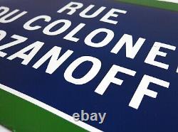 COLONEL ROZANOFF, belle & grande plaque émaillée rue Colonel Rozanoff, 60 x 40