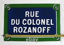 COLONEL ROZANOFF, belle & grande plaque émaillée rue Colonel Rozanoff, 60 x 40