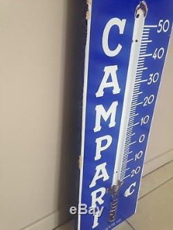 Campari Ancien Grand (1m11) Thermomètre Émaillée Plaque Émaillée Strasbourg
