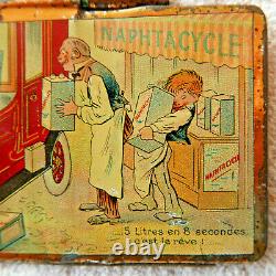 Carnet publicitaire tôle lithographiée automobile NAPHTACYCLE 1900 Marseile