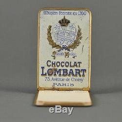 Carnet tôle lithographiée chocolat Lombart 1906 calendrier publicitaire