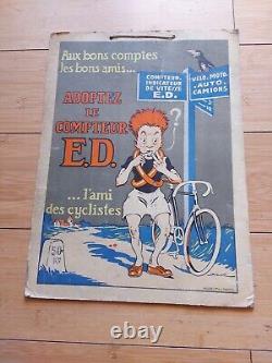 Carton Publicitaire Lithographie, Compteur Ed, Ami Des Cycliste (velo)