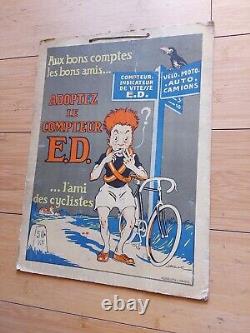 Carton Publicitaire Lithographie, Compteur Ed, Ami Des Cycliste (velo)